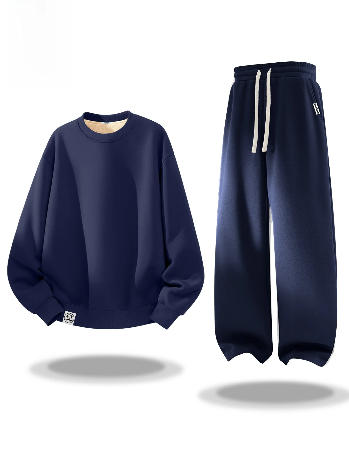 

Men's Winter Thiened Sportswear Set Lamb Velvet Sweatirt Pants Two-Piece Set Long Sve Cotton Polyester Blend