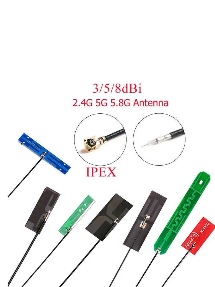 5 sztuk 2.4Ghz 4G 5G WIFI antena wewnętrzna FPC PCB 5dBi 8dBi IPX złącze IPEX lutowane Omni antena bluetooth 3dBi IEEE b/g/n WLAN — zdjęcie 2