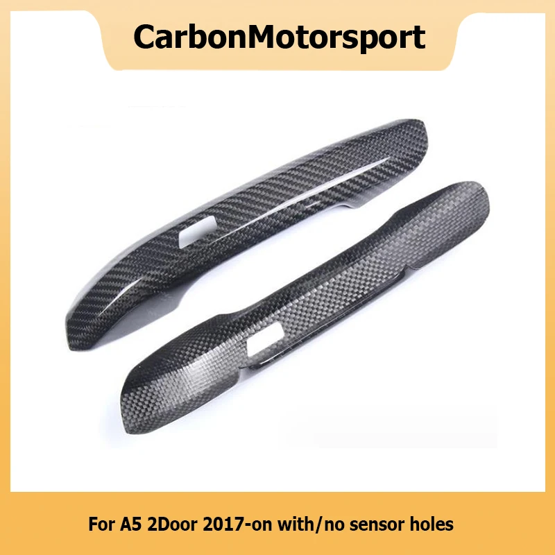 Full Real Dry Carbon Fiber Door Handle Cover Trim Sticker for Audi A5 2Door 17 18 19 20 21 22 with/No Remote Keyholeseyholes