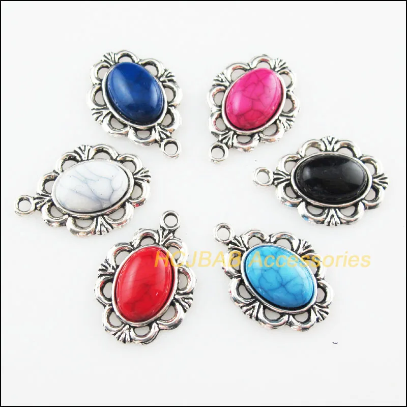 New 12Pcs Mixed Acrylic Charms Tibetan Silver Plated Flower Light Heart Leather Pendant DIY J117