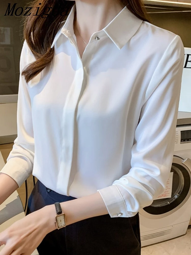 

Spring Summer Long Sleeve Blouse Shirt Women Luxe Office Ladies Shirts Tops With Elevated Roupas Feminina