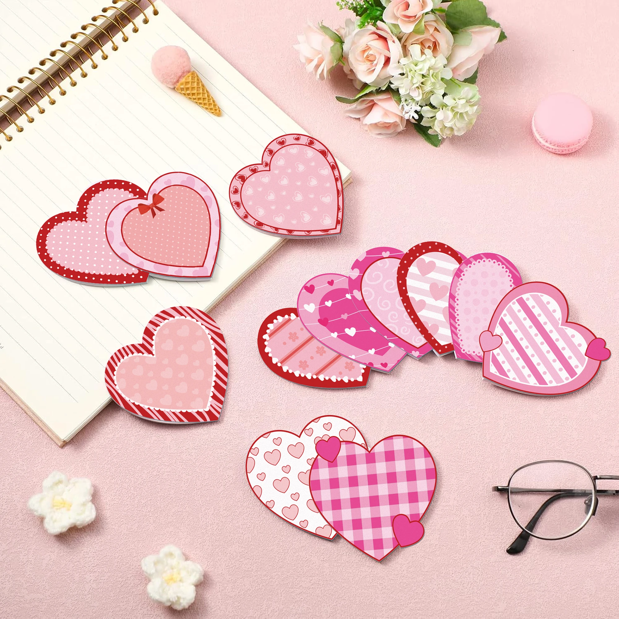 Valentine\'s Day Love Pattern Sticky Notes Notepad For Office Gift Valentine\'s Day Party Decoration Supplies