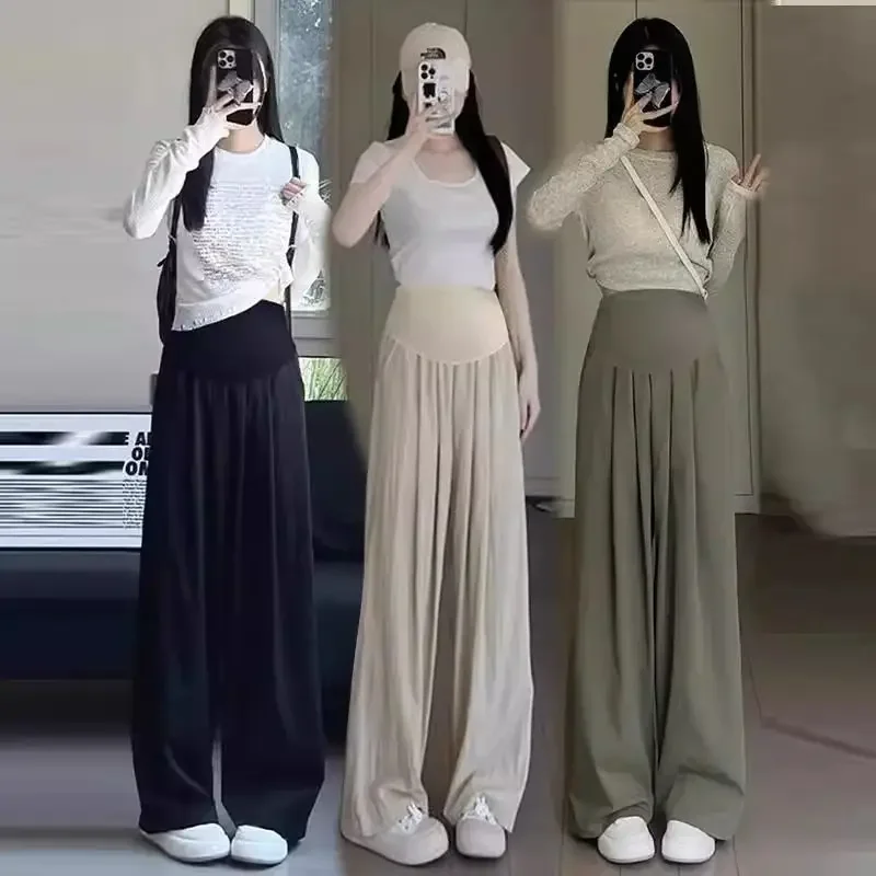 

2025 Plus Size Maternity Clothes for Comfortable Pregnant Women Striped Trousers Leisure Clothing Pregnancy Women's Loose Pants