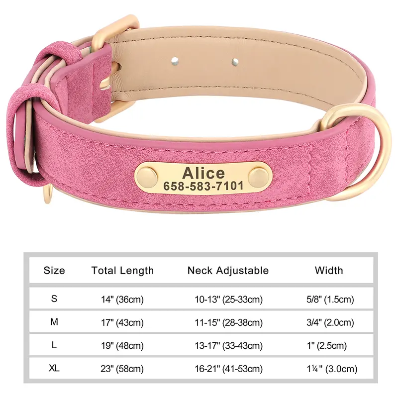 Personalized Dog Collar Custom Engraved PU Leather Dog Collars Free Engraving ID Tag Nameplate For Small Medium Large Dogs - Image 19