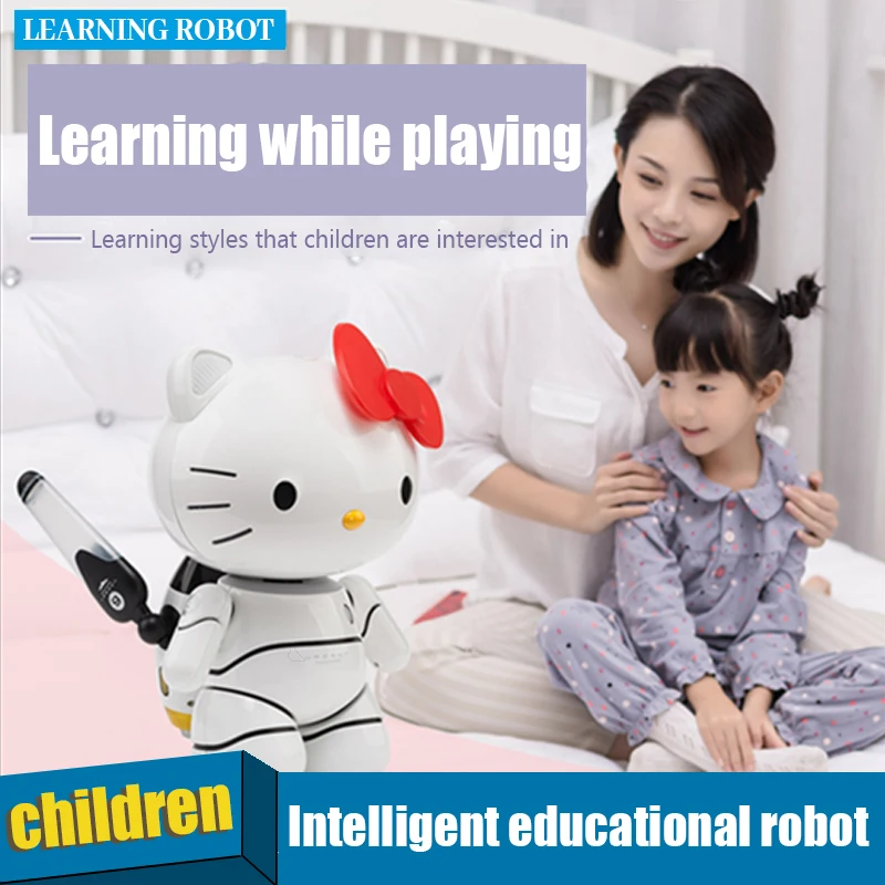 Sanrio Hellokitty Intelligent Educational Robot Anime Action Figure Kawaii Model Toy Girl Children Princess Birthday Gift