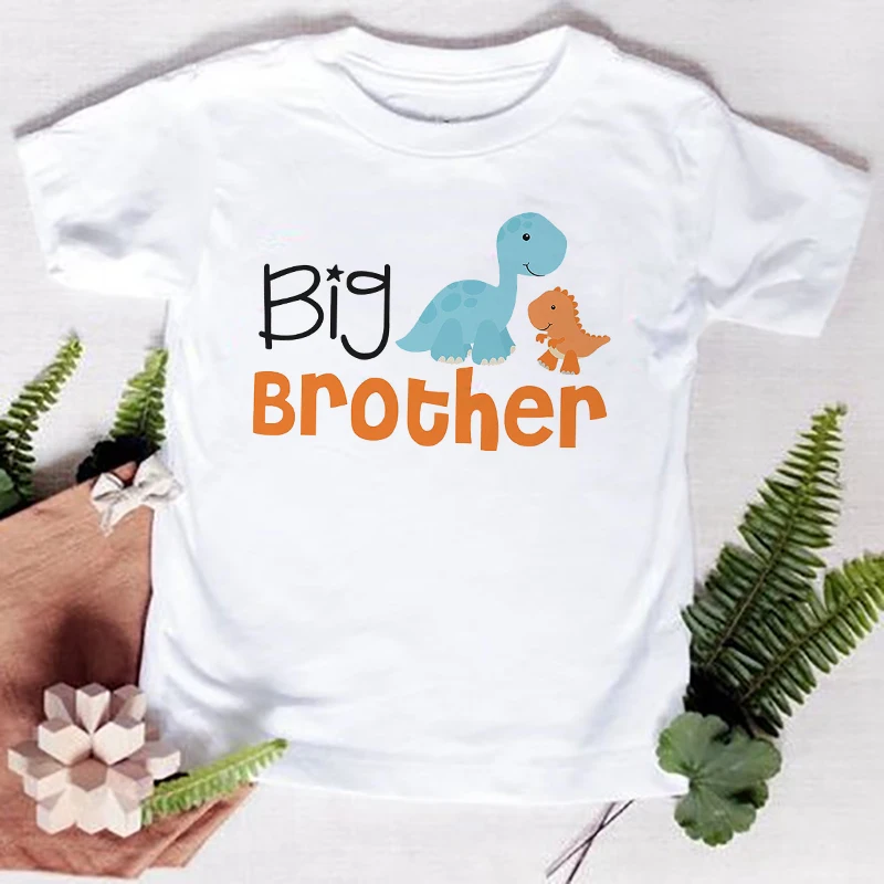 Big Sister Little Brother Kids Dinosaur T-shirt for Boys Girl Matching Outfit Tops Summer T Shirt Children Clothes Short Sleeve