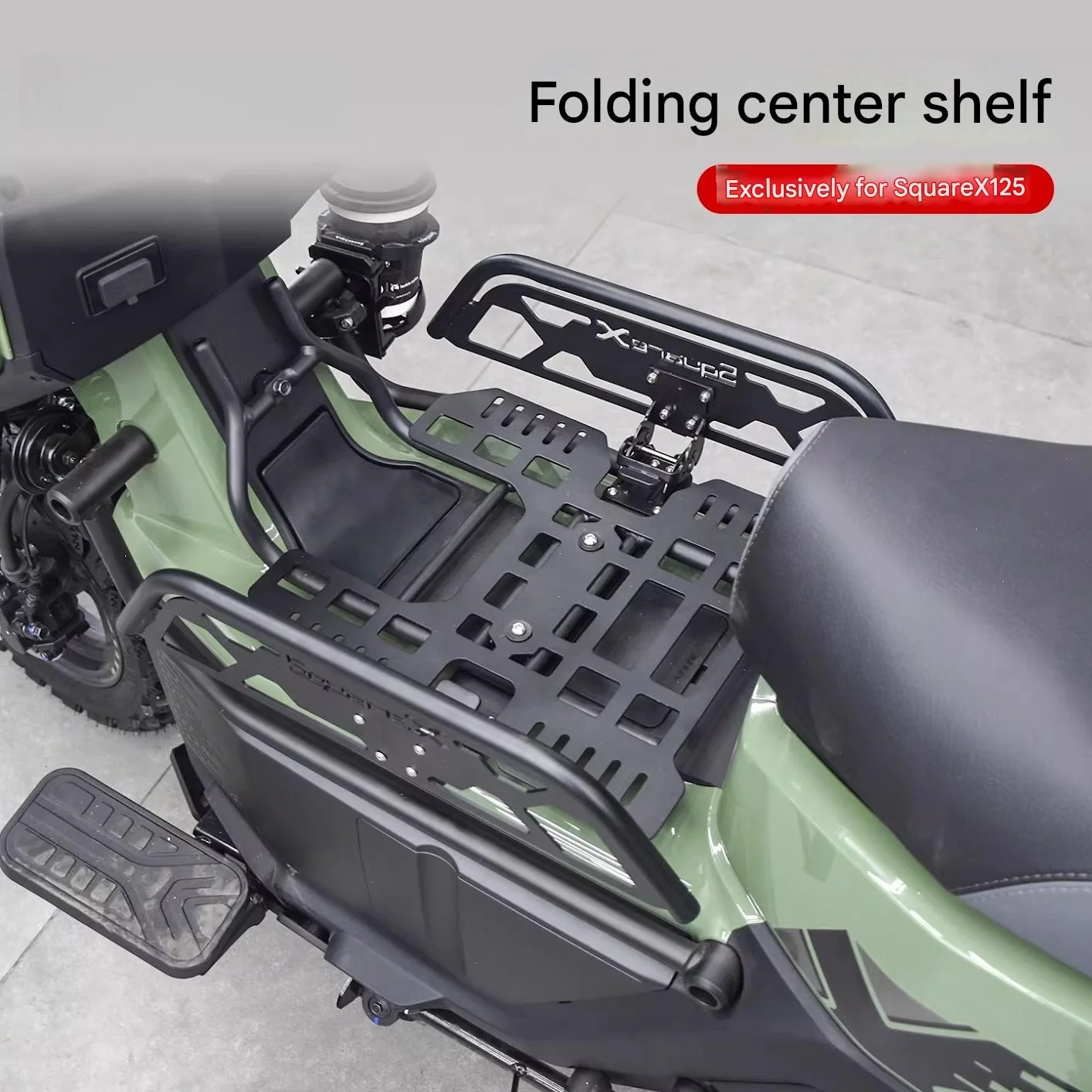 FOR SquareX125 Foldable Mid-Mount Scooter Rack High-Strength Steel Construction OEM Fit Luggage Holder for Scooters