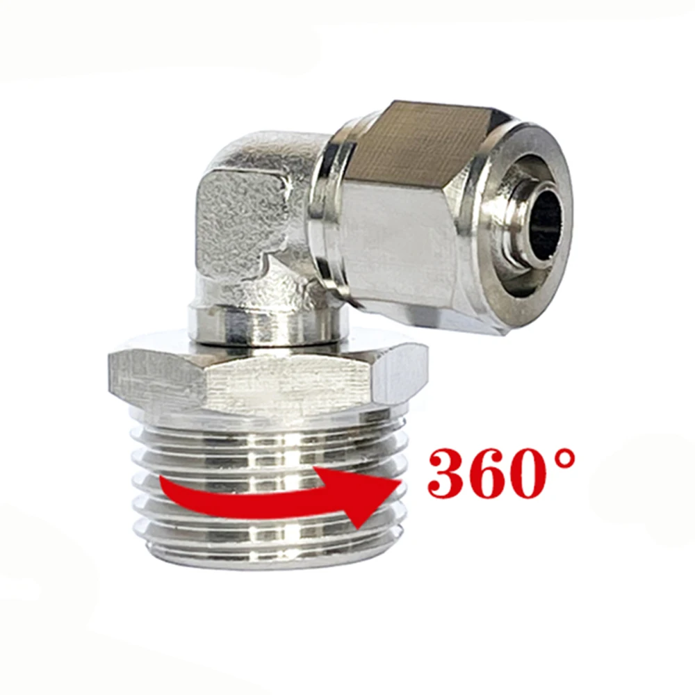 PL Fast Tightening Pneumatic Quick Connector PU Hose Pipe 4 6 8 10 12mm 360 Degree Rotary L Elbow Outer Thread 1/8 1/4 3/8 1/2