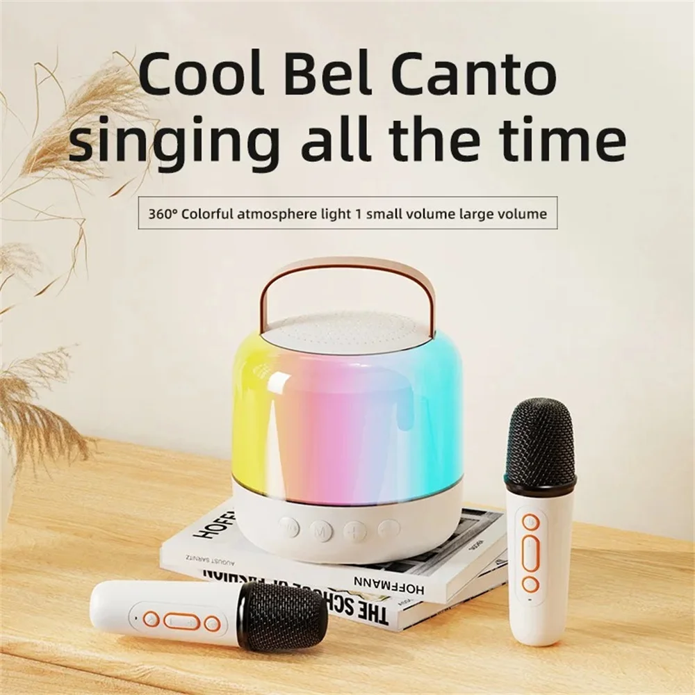 

Portable Karaoke Machine, Bluetooth 5.3 Pa Speaker System with 1-2 Wireless Microphones, Family Singing for The Home
