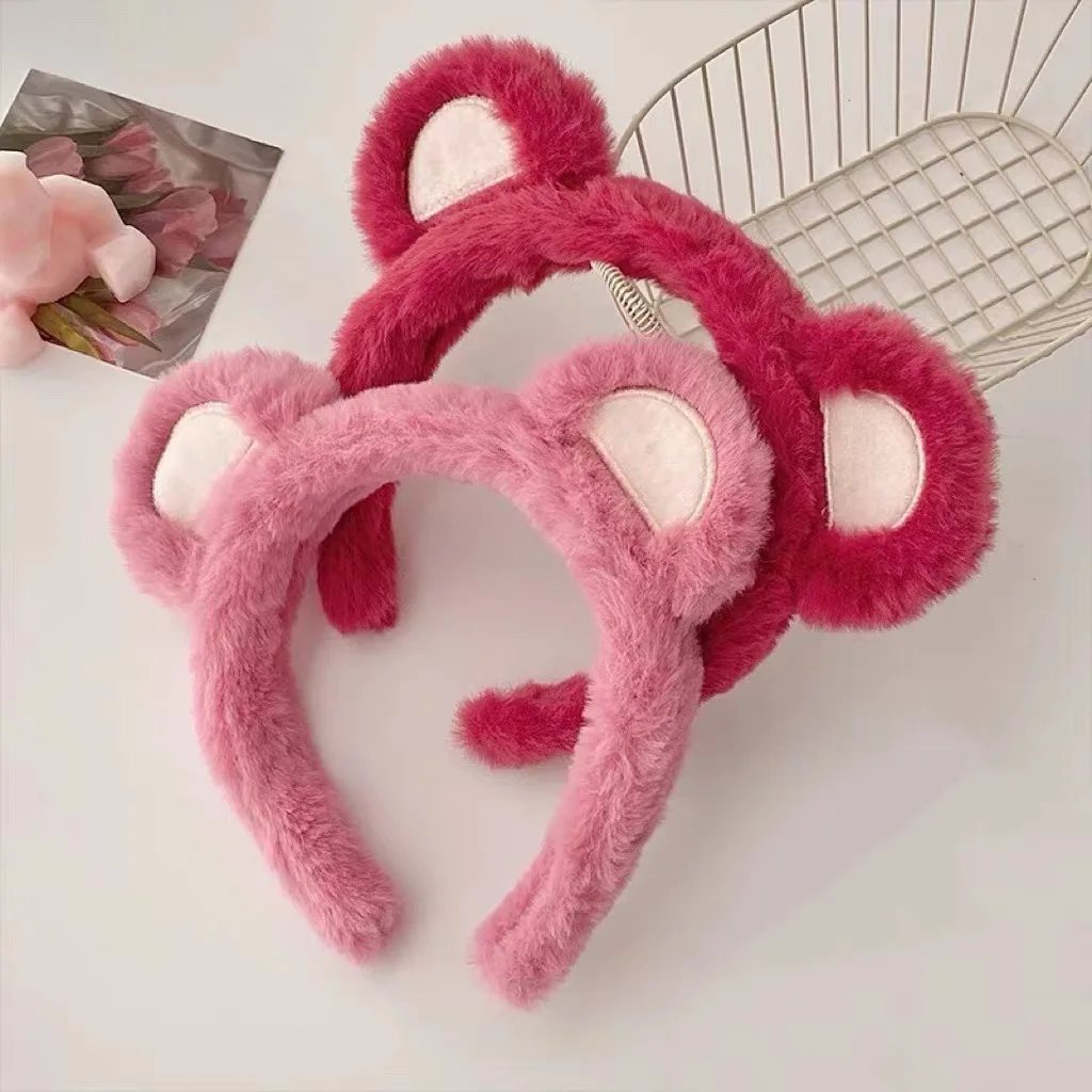 

Lovely Pink Strawberry Bear Ear Hair Accessories Cosplay Hair Accessories Cute Animals Plush Bear Hair Hoops Birthday Head Wear