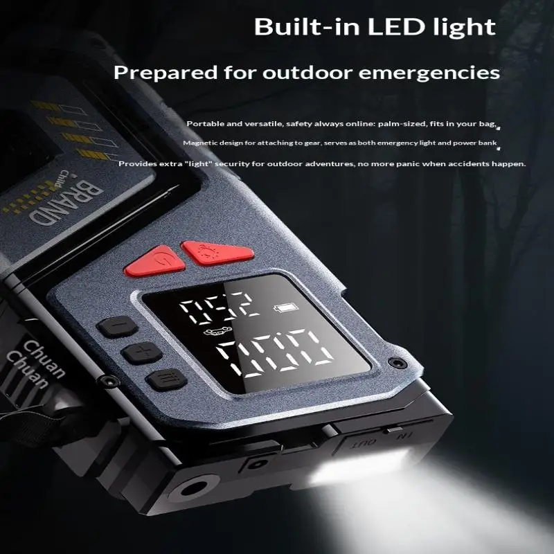 Portable Jump Starter With Air Compressor For 12V Petrol Car 150 PSI Car Tires Air Pump With LED Lights & Pressure Gauge▪ view 5