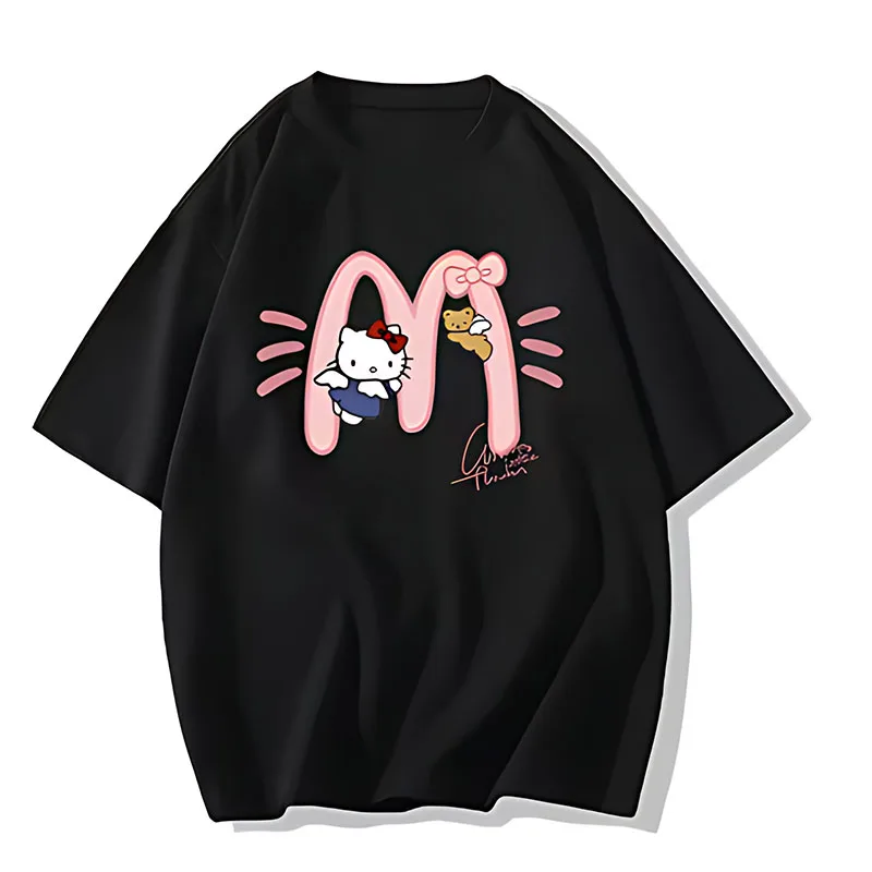 Disney Hello Kitty Women Short Sleeve Tshirt Adorable Kitty Themed Design Comfortable Fit Trendy Clothing Casual Fashionable