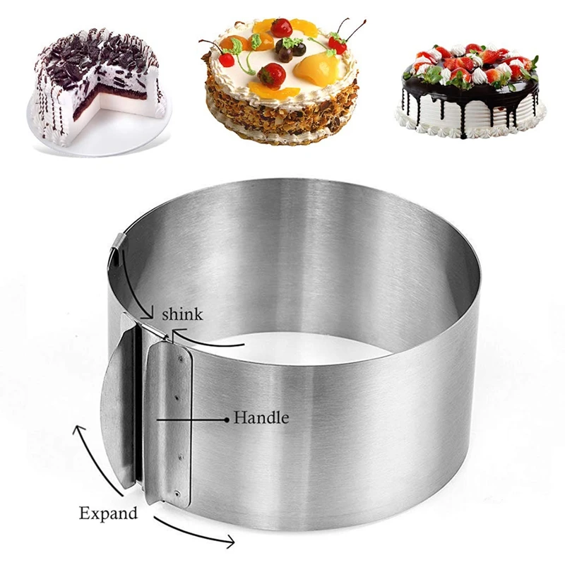 Stainless Steel Round Cake Mold 16-30Cm Telescopic Mousse Ring Adjustable Stretch Heightened Baking Cake Ring 15Cm High