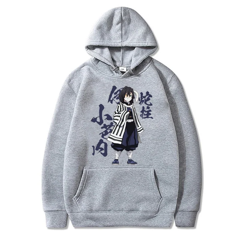 Casual Cool Anime Men Women Sweatshirts Demon Slayer Iguro Obanai Plus Size Hoodie Harajuku Unisex Graphic Printed Hooded