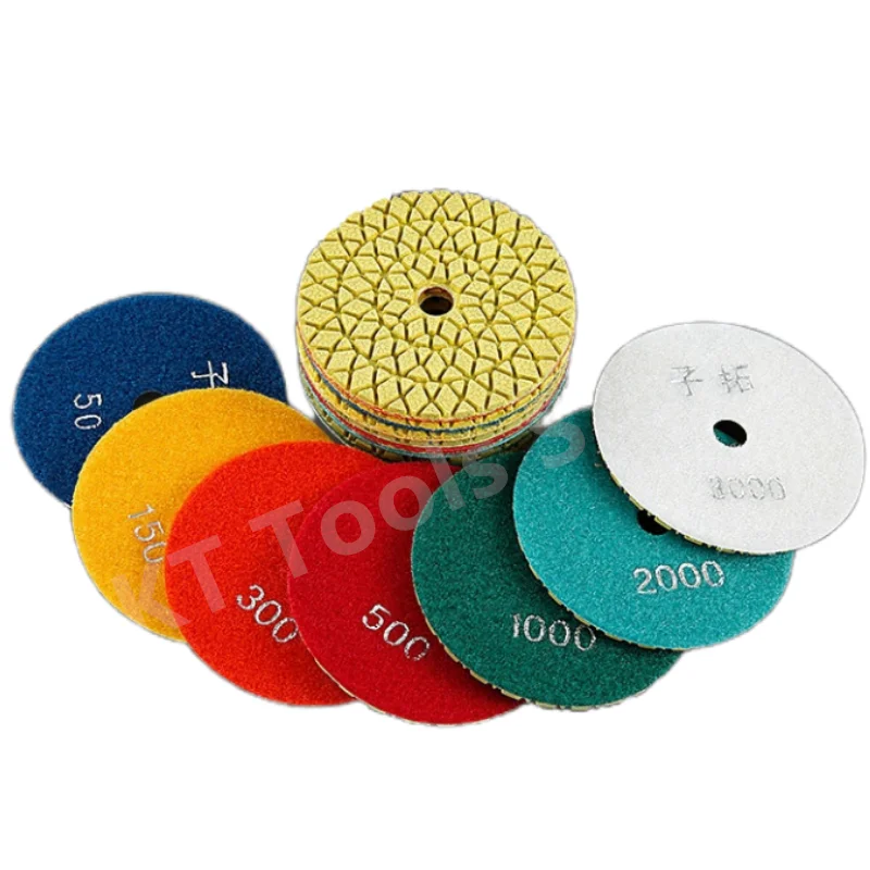 

7Pcs 4Inch Wet Diamond Polishing Pads Flexible Sanding Polish Kit Marble Stone Quartz Tiles Edge Trimming Sheet Renovation Tools