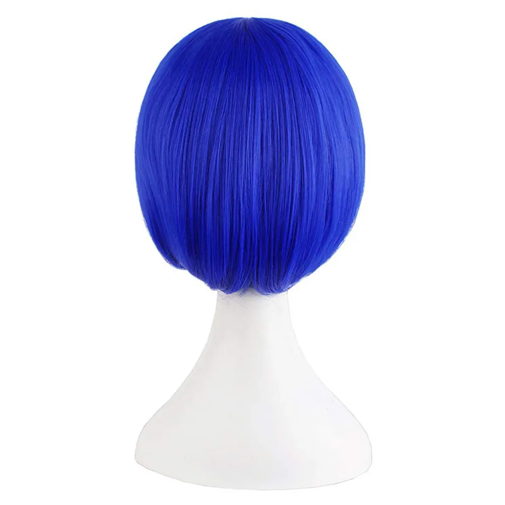 Fashion Girl Natural Short Straight Wigs Bangs Wigs Navy Blue-Ladies Blue Straight Short Hairstyles for Party Decor