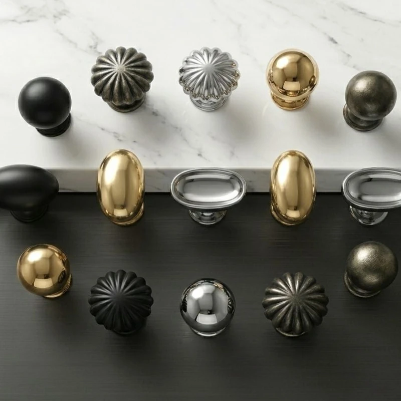 Vintage Cabinet Single-Hole Pull American Wardrobe Door Drawer Knobs Solid Aluminum Alloy Handle Round Ball Furniture Hardware
