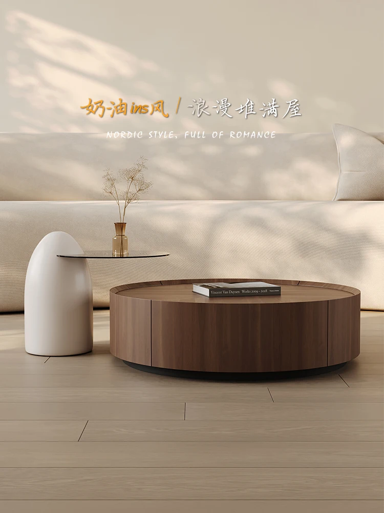 طراز إيطالي، فاخر بسيط، خشب متين، طاولة قهوة، منزلية، بسيطة، حديثة، جوز #3