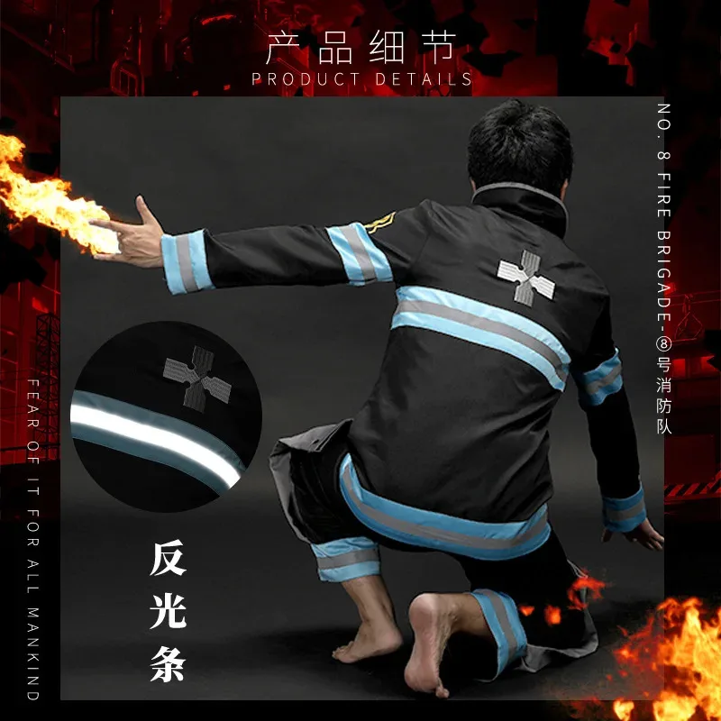

2025 ❤ New Anime Fire Force Enen No / Enn no Shouboutai Shinra Kusakabe Cosplay Costume Men Coat Pant Hat Acc★★