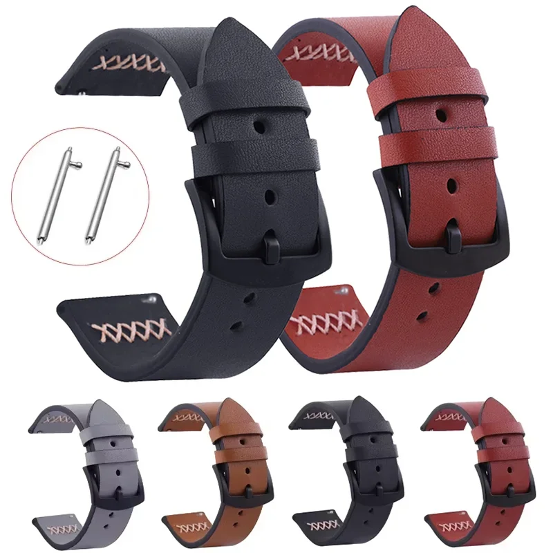 20/22 مللي متر حزام من الجلد الطبيعي لساعة سامسونج جالاكسي 7/6/5 برو/4 كلاسيكي 24/26 مللي متر سوار رياضي هواوي/Redmi حزام (استيك) ساعة الأشرطة #1