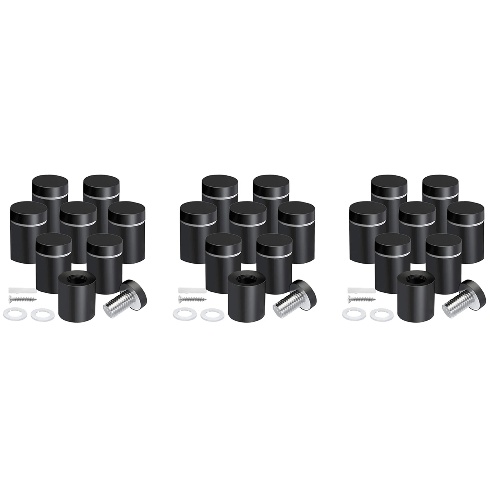 THIVN-24 Pack Standoff Screws 3/4 X 1 Inch Black Sign Standoffs Hanging Acrylic Picture Frame Advertising Screws Kit