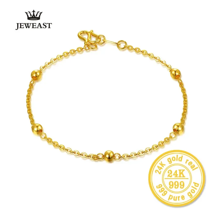 

XXX BBB 24k Pure Gold Bracelet Lady Women Genuine Real Solid Bangle Smooth Bead Woman Girl Gift Fine Jewelry 2023 New Top Party