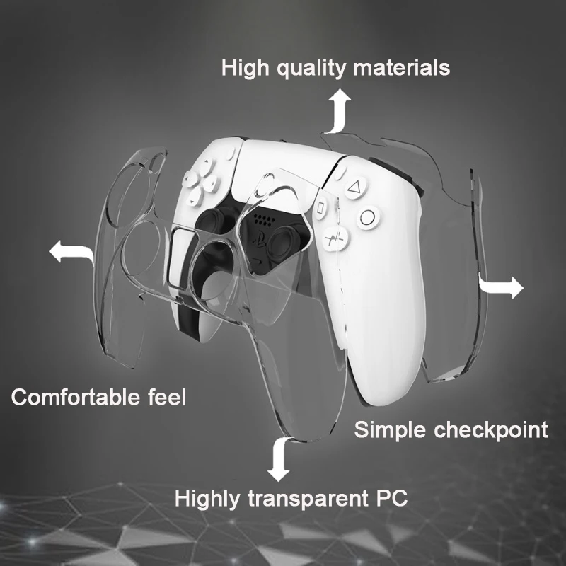 ل PS5 DualSense الجلد شل غطاء شفاف المضادة للخدش واضح PC غطاء واقٍ مزخرف لهاتف آيفون لسوني بلاي ستيشن 5 غمبد لعبة الملحقات