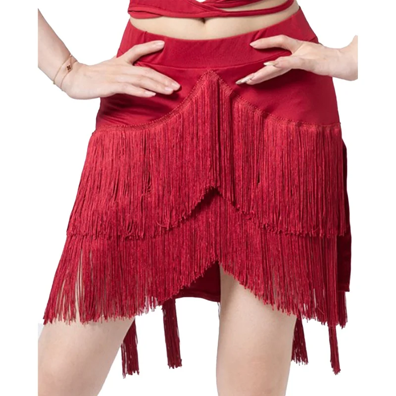 Falda de baile latino con flecos para mujer, ropa de baile para escenario de salón, Ballet, Samba, Tango, Salsa, pantalones cortos de pierna dividida Sexy