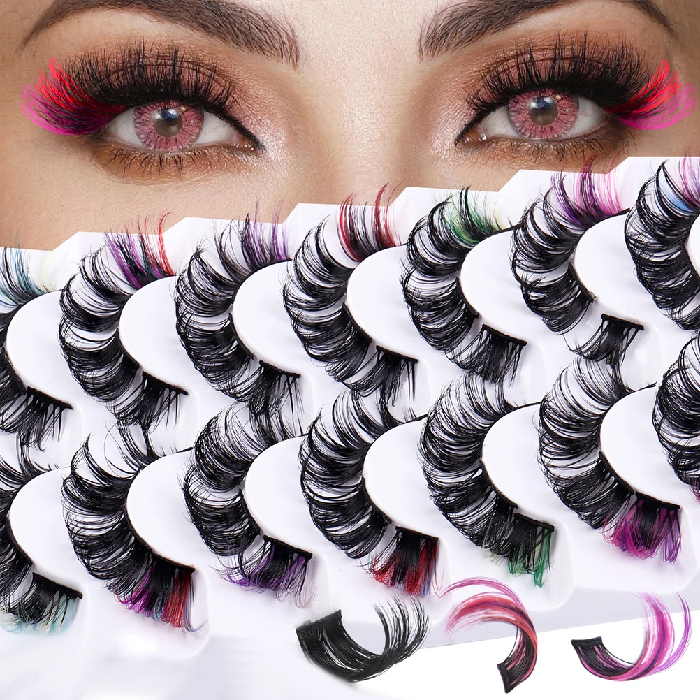 

Colored Fake Eyelashes False Lash Extensions Women Faux Lashes For Party Wedding Stage Makeup Cosplay Color Lashes