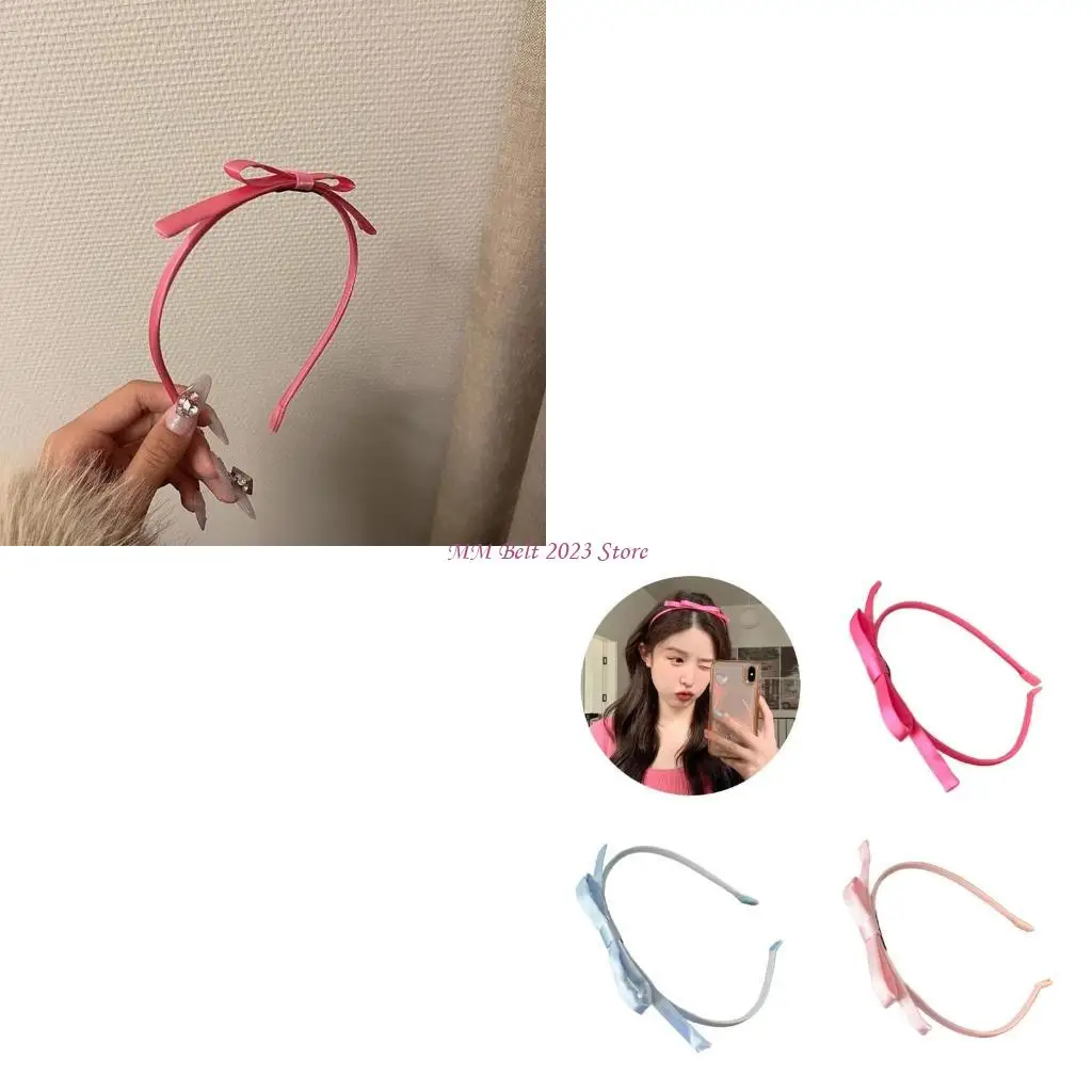 

49ME Satins Bowtie Headband for Female InsStyle Ribbon Bowknot Hairband Girls Sweet Hair Hoop Party Hair Shaping Accessories