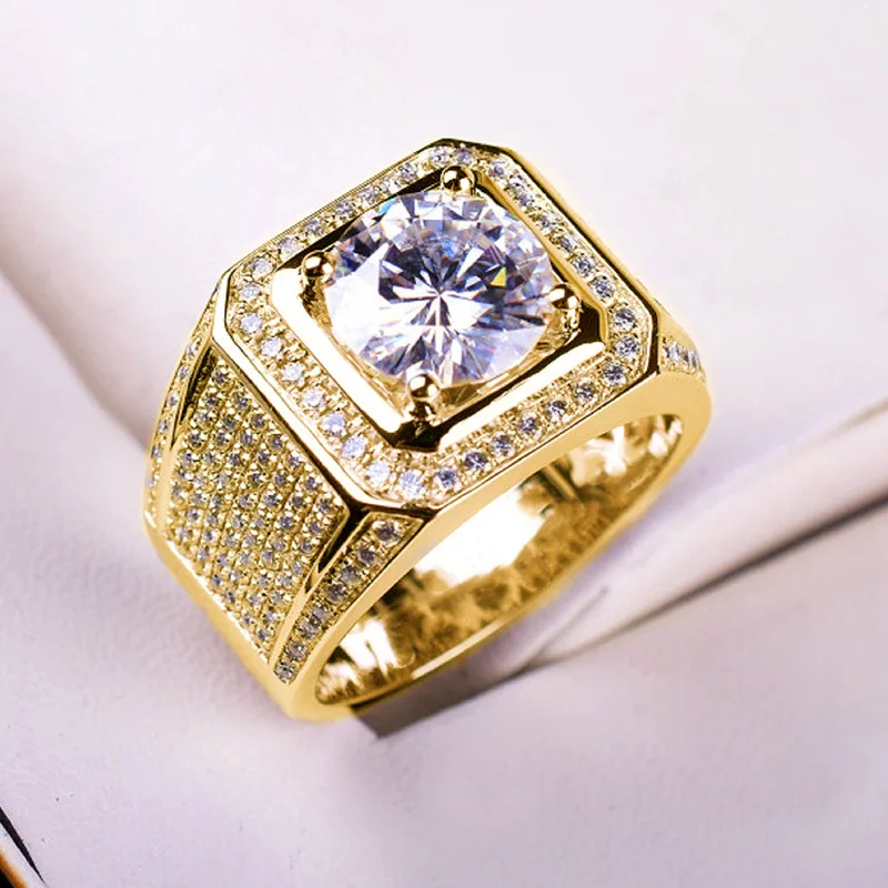 Imagem -03 - Moissanite Anéis de Ouro para Homens e Mulheres Diamante Brilhante de Laboratório S925 Anel Homem Prata Joias Finas Quilate Quilates Quilates Quilates 10 Quilates d Cor