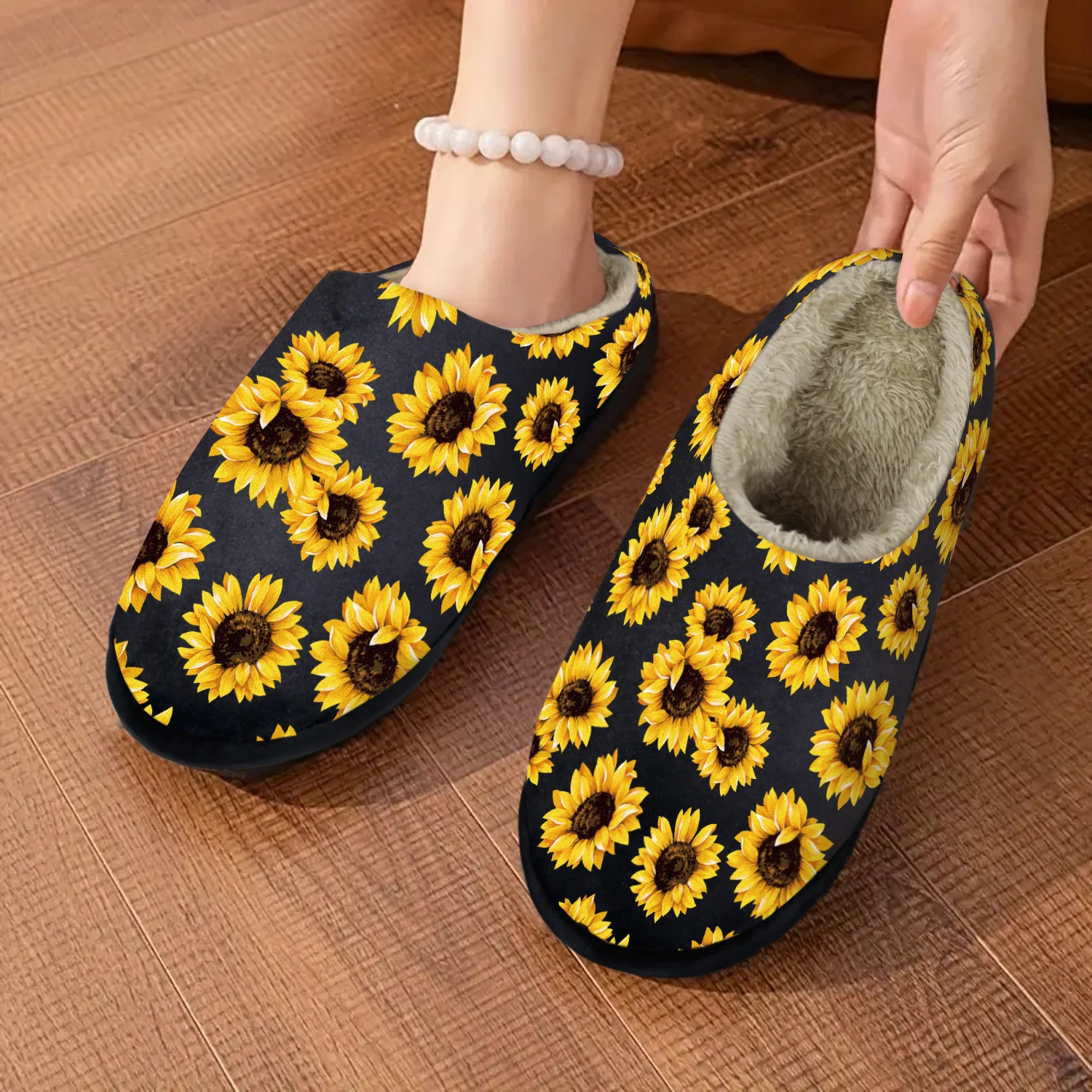 

Chrysanthemum Shoes Indoor/Outdoor, Soft Memory Foam House Shoes, Comfy Fuzzy House Shoes, Wenter Warm Women's Bedroom Shoes