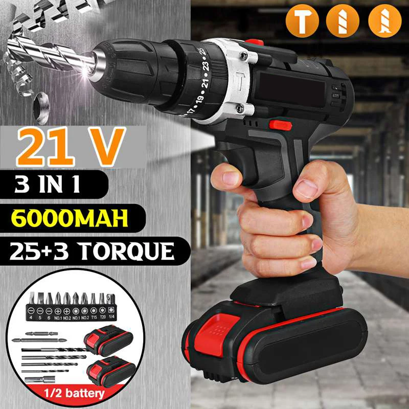 

48V Multifunctional Electric Impact Cordless Drill High-power Lithium Battery Wireless Hand Drills Home DIY Electric Power Tools