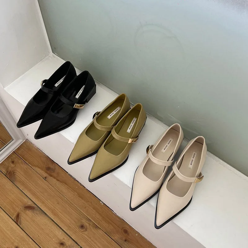 

Модные новые туфли на высоком каблуке с острым носком и мелким носком, летние пикантные элегантные повседневные женские туфли на низком каблуке с пряжкой