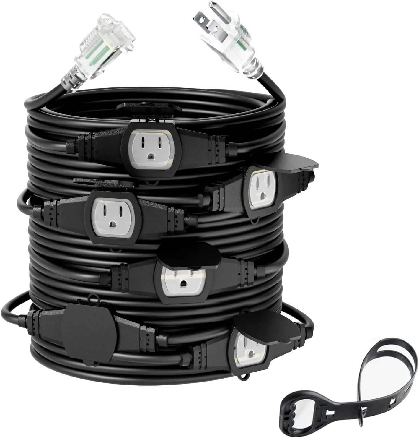 50FT 14 Gauge Outdoor Power Extension Cord,Seven Outlet Cable.Multiple Evenly-Spaced Plug Ideal for Landscaping Light