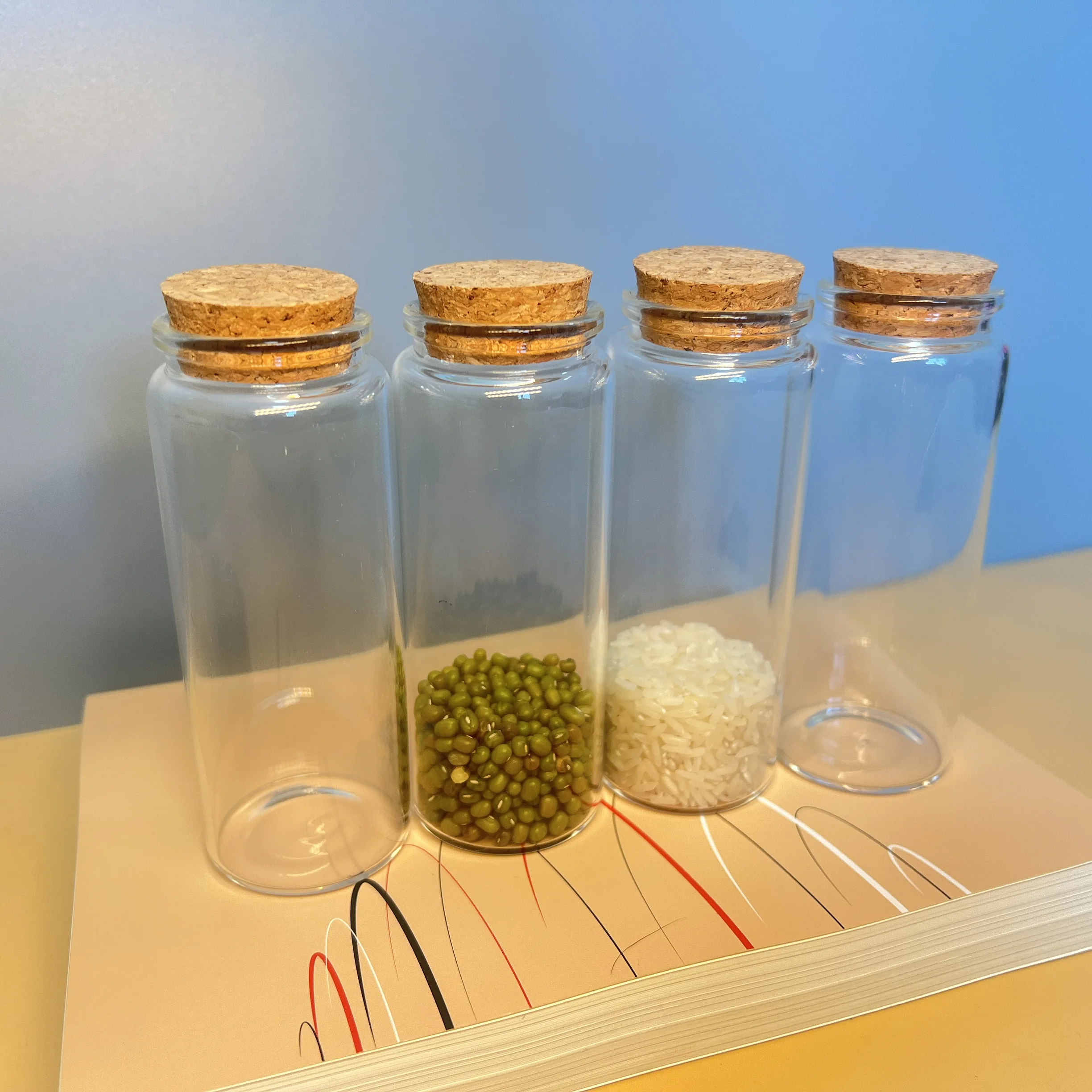 4 PCS 150ml Large Corked Glass Jars 33x47x120mm Airtight Containers Glass bottle Kitchen Storage DIY Gift Kits Vials Gift
