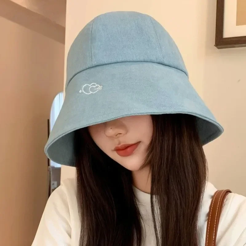 

Denim Bucket Hat for Women Girls Korean Style with Bow Tie Detail Foldable UPF Sun Protection Y2K Fashion