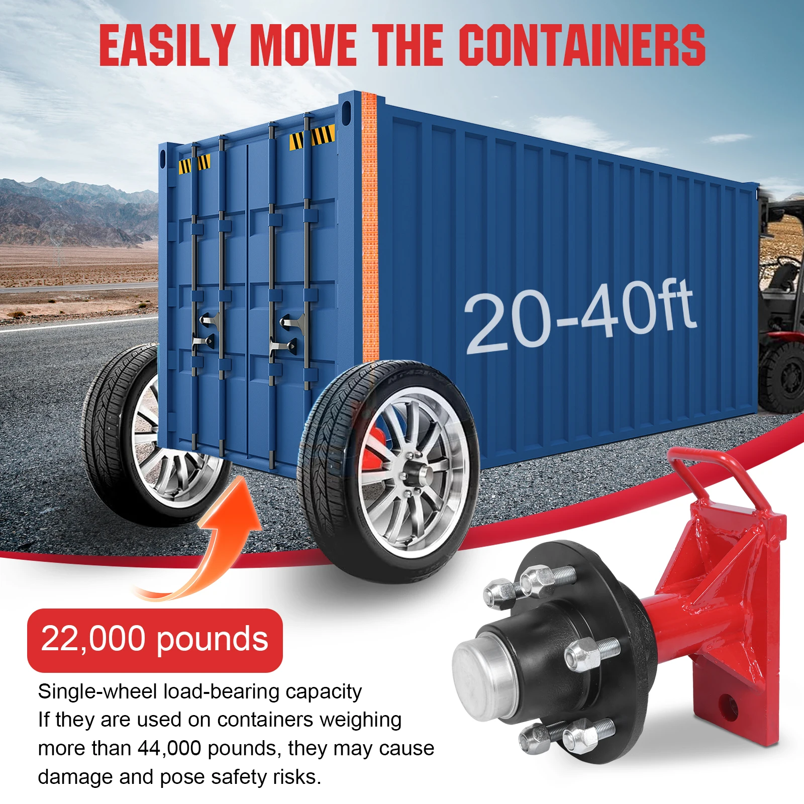 

2Pack Shipping Container Wheel 6-Lug Kit with Ratchet Tie Container Wheel 6-Ear Wheel Kit for Moving 20ft–40ft Empty Containers