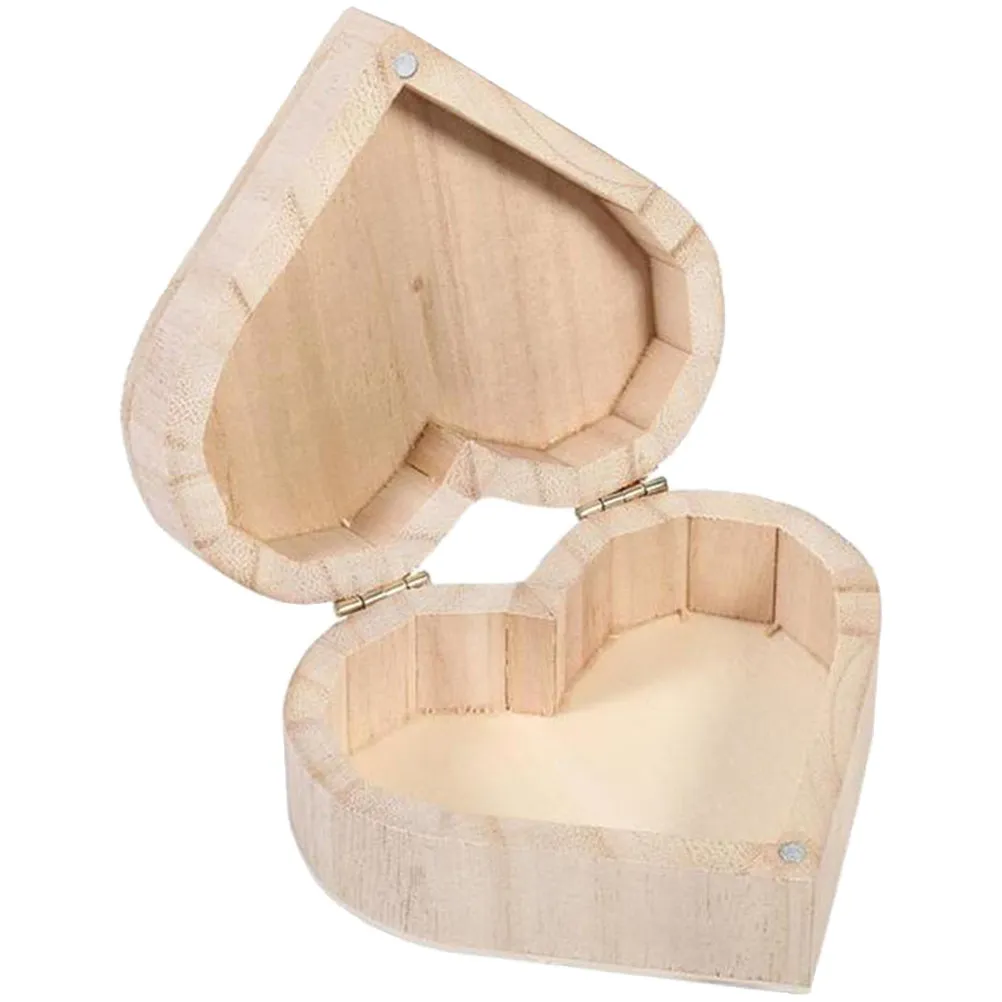 

Heart Shape Jewelry Box Wooden Decorative Storage Case Creative Trinket Organizer for Earrings Bracelets Necklaces Compact