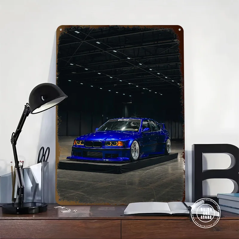 WIDEBODY Sports Car E36 Metal Poster Customized Wall Art Retro Vintage Tinplate Signs for Man Cave Gaming Decoration Room House