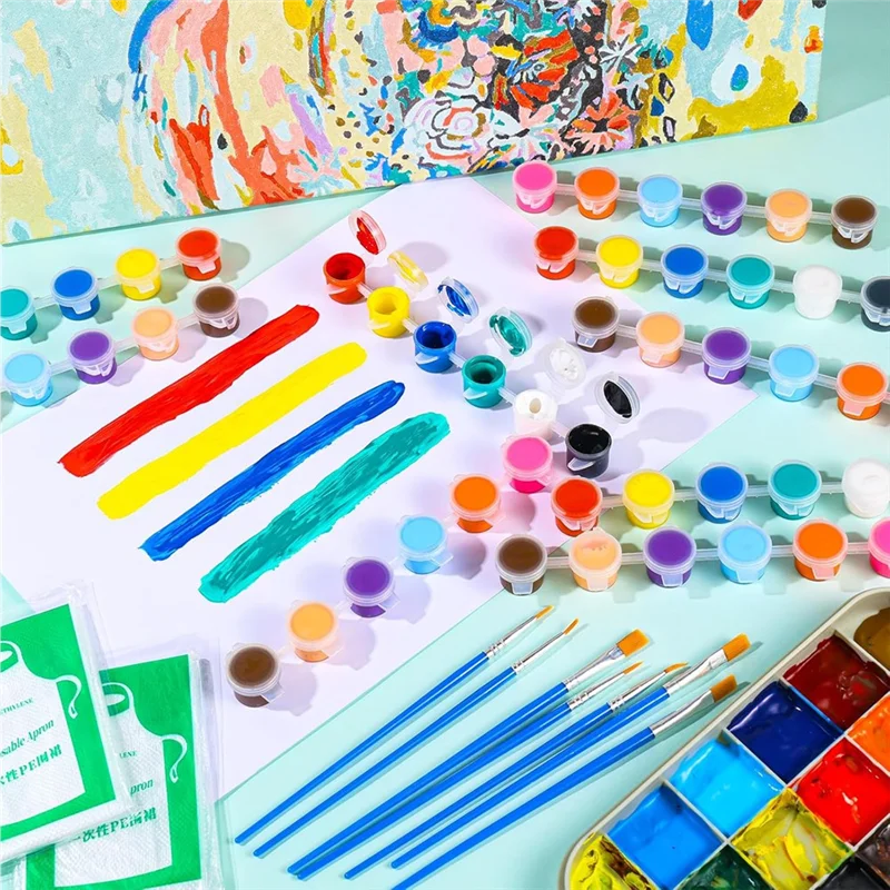 AP-20 Pack Acrylic Paint Jars 12 Colors Gouache Watercolor Craft Paint Container Strip Storage Home Classroom Partyfavors