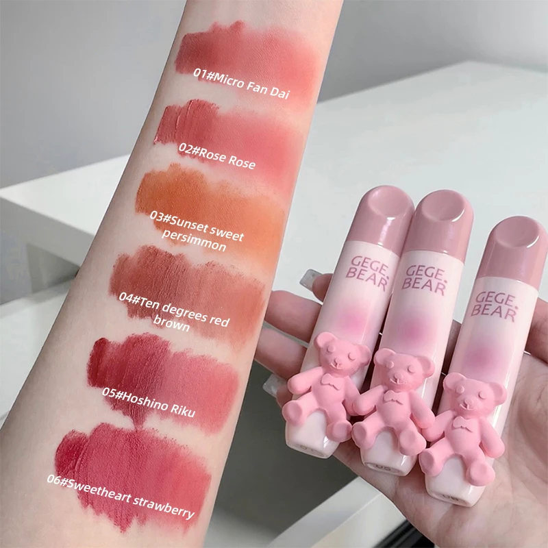 Gegebear Matte Velvet Lip Gloss Lipstick with Long-lasting Color, Lip Cream and Lip Mud Gift