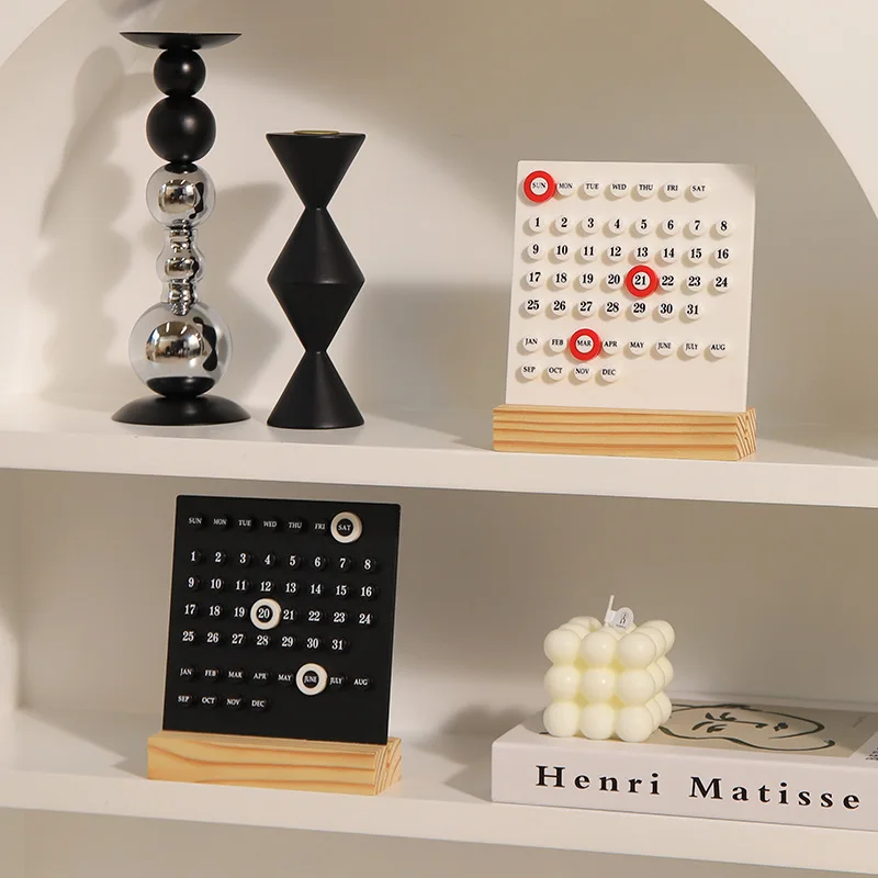Acrylic Wooden Base Handmade DIY Calendar Office Desktop Home Decorative Digital