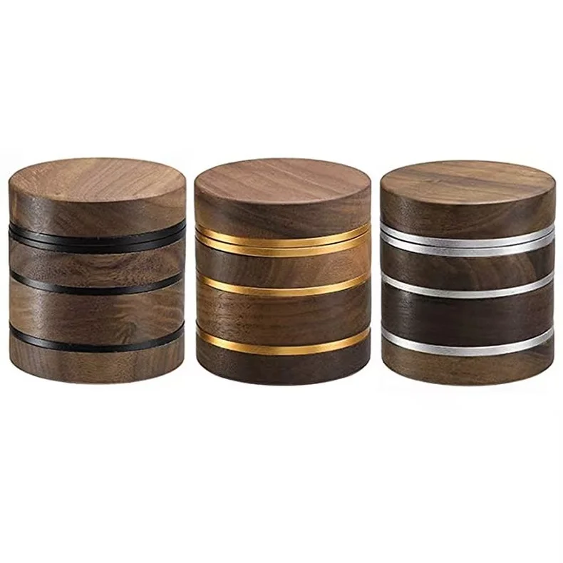 Quality 63mm Herbal Tobacco Grinder Smoke Herb 4 layer Walnut head Aluminum alloy Grinders Spice Mill Cigarette Accessories