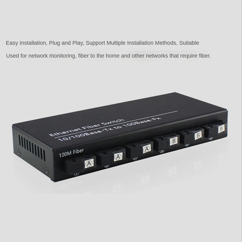 6Port 10/100M Ethernet Switch 6 Fiber Port 25KM 2UTP RJ45 Fiber Optical Transceiver Optical Media Converter
