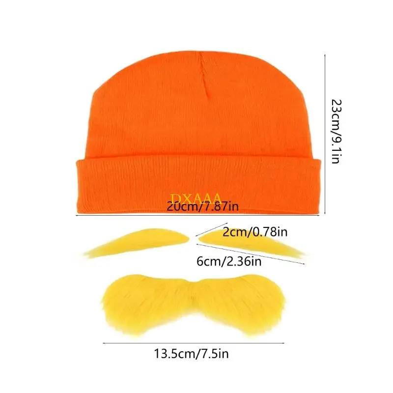 DXAA Cappello accessorio per giochi ruolo in pile con accessorio per costume da barba per bambini adulti