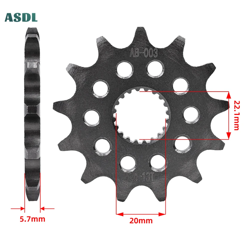 

520-13T 13 Tooth Motorcycle 20CrMnTi Front Sprocket Silent Sprocket For YAMAHA YZ125 L2 M2 N2L WR250 F 2001-2010 YZ250 F 2011-23