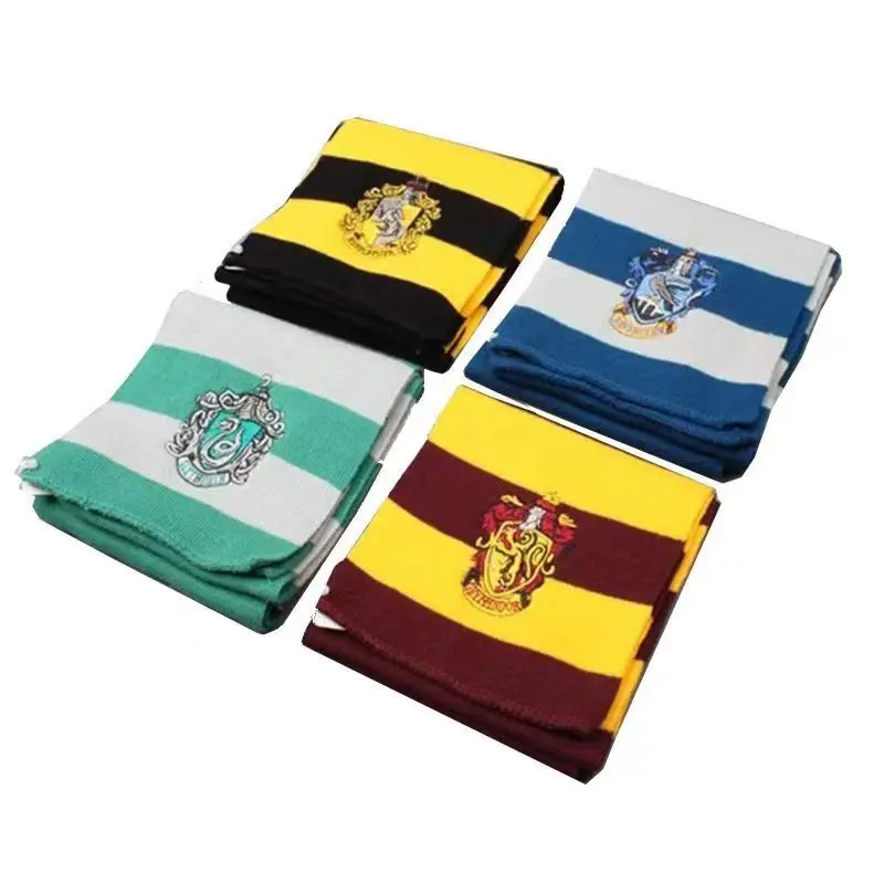 Harries Potter Magic Academy Scarf Winter Warm Knitted Scarf Cosplay Decoration Gryffindor Slytherin Costume Accessories Gift