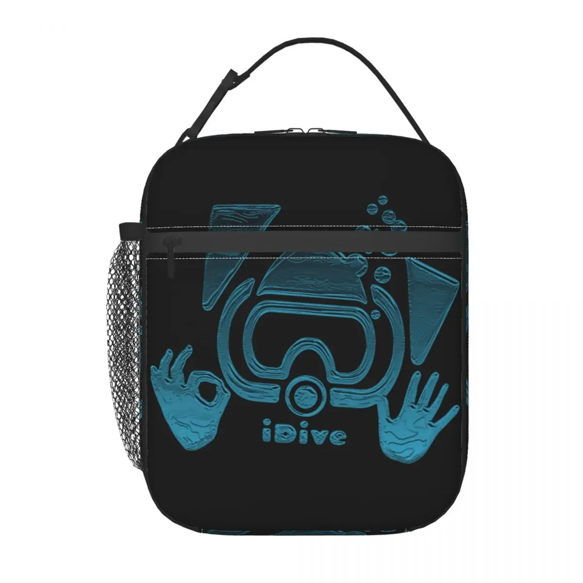 Scuba Dive Aqua Blues IDive OK Insulated Lunch Bags for Women Resuable Cooler Thermal Bento Box Work School Travel