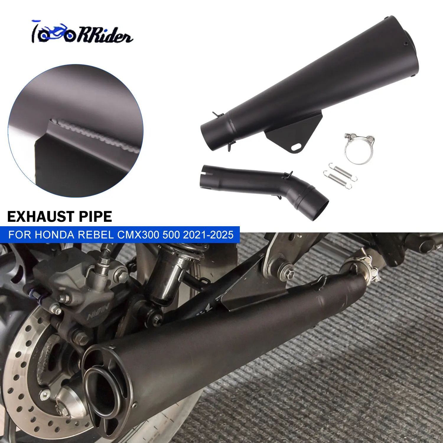 

Motorcycle Exhaust Muffler Pipe Waterproof for Honda Rebel CMX300 CMX500 Black Stainless Steel Motorbike Accessories